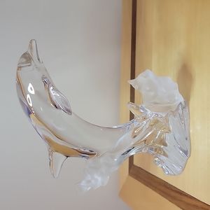 Vintage Lenox Fine Crystal Dolphin on Tail w/Frosted Waves